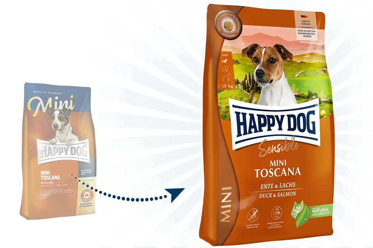 Happy Dog Sensible Mini Toscana 4 kg — Pieaugušiem, Pīle un Lasis Photo 2