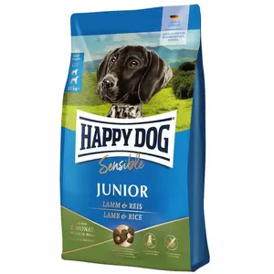 Sausais barības suņiem happy dog Sensible Junior kucēniem 7–18 mēn., jērs un rīsi 1 kg