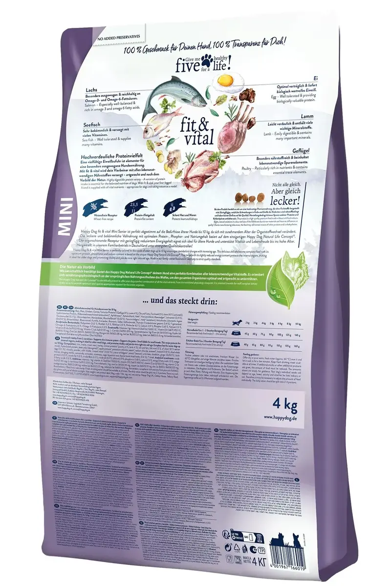 Happy Dog fit&vital Mini Senior — barība 4 kg Photo 2
