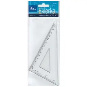 Ruler Tetis Ekierka prostokątna 14.5 cm - clear plastic rectangular set square