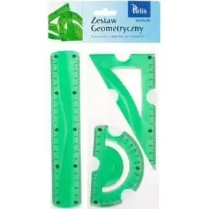 Ģeometrijas komplekts Tetis BL010-ZK — 3 daļu elastīgs komplekts, zaļš