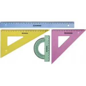 Geometry set Donau small with 20 cm ruler and hanging loop, assorted colors