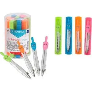 Compass set STARPAK CY KOL STK with metal point and graphite pencil, single in tube case