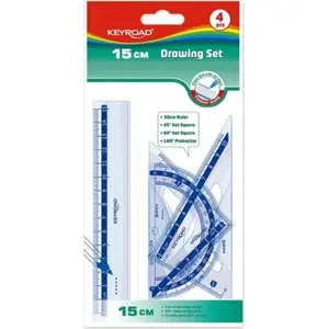 Geometry set Keyroad Zestaw geometryczny KEYROAD, plastic transparent — drawing tools set