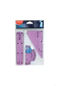 Ruler set Maped 895024 — 3-piece measuring set (ruler, protractor, triangle), purple