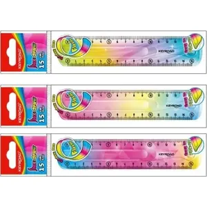 Ruler Keyroad 15 cm flexible rainbow with hanging hole, mixed colours