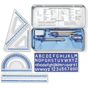 Geometry set Staedtler 10-piece – drawing instruments set with compass, ruler, protractor, and triangles