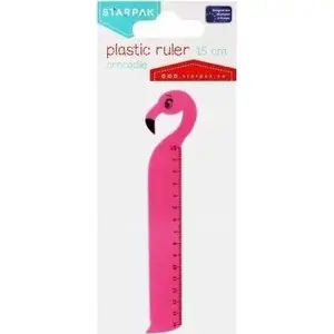 Ruler STARPAK LINIJKA FLAMING 15 cm — plastic school ruler, model STK LIN4