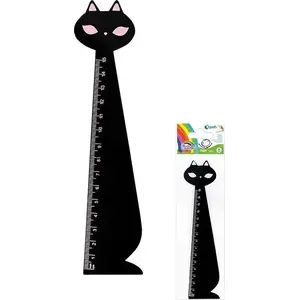 Wooden 15 cm Ruler Fiorello with Black Cat Design, model 368032