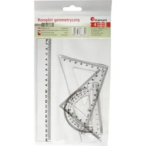 Geometry set Titanum 4-piece, 20 cm rulers and instruments
