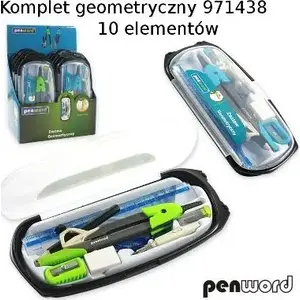 Geometry set Penword 10-piece kit Penword AF948PSH — pencil, ruler, protractor, compass, set of 10