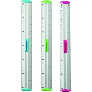 Aluminium ruler Keyroad Measure Clip with pencil holder, 30 cm, mixed colors