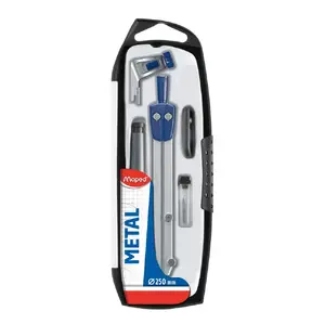 Bow Compass Maped 197513 — Metal drawing compass, blue/silver, max diameter 25 cm, plastic case