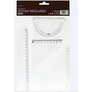 Geometry set Grand GR-032T transparent — drawing compass, protractor, ruler, triangle set