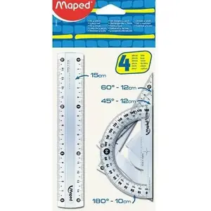 Geometry set Maped Mini 4 pieces — compass, ruler, protractor, pencil