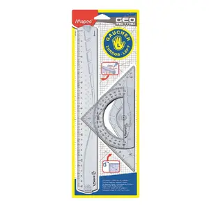 Ruler set Maped M897118 — transparent measuring instruments, protractor and triangle, 2 pcs