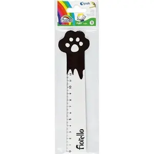 Wooden 15 cm Ruler Fiorello 441556 — 15 cm wooden straightedge with paw design