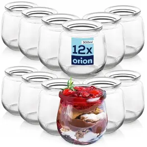 Glass jars for yogurt and desserts 300 ml, set of 12 — Wamar-Sosenka