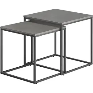 Журнальный стол LEOBERT model_2807_1 — квадратная столешница из бетона, 2 шт., чёрные ножки