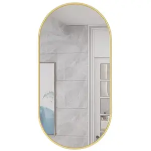 Wall mirror LEOBERT oval 80 x 40 cm with gold frame