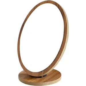 Wooden Standing Cosmetic Mirror Alkotest ECARLA - compact tabletop makeup and grooming mirror