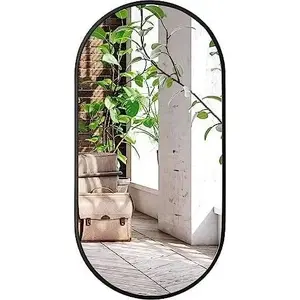 Oval wall mirror LEOBERT Lustro 80x40 cm with black frame