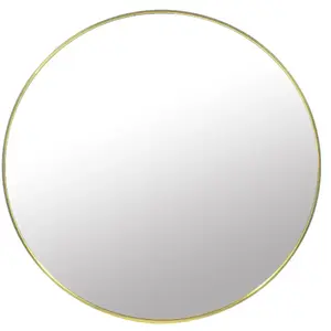 Wall Mirror LEOBERT Round 70 cm — Gold Metal Frame, Modern Design