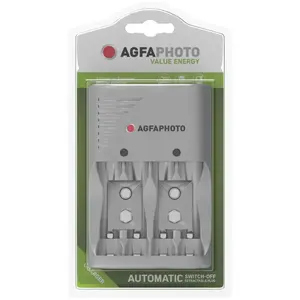 Lādētājs AgfaPhoto 140-849959 — universāls 9V, AA, AAA akumulatoriem, pelēks