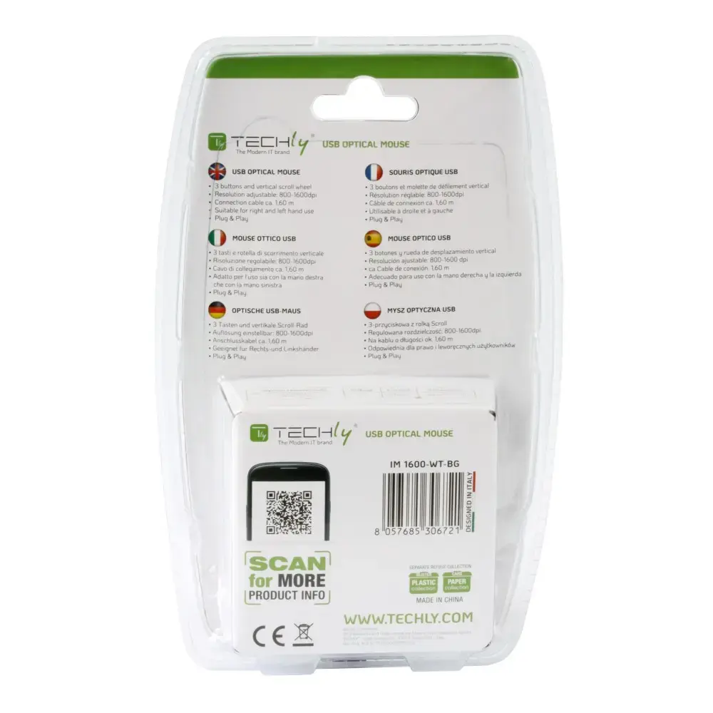 TECHLY IM 1600-WT-BG проводная USB оптическая мышь Photo 4