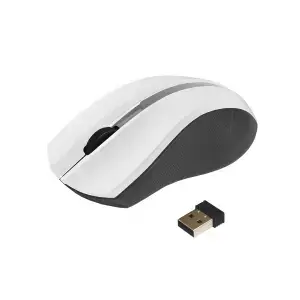 Bezvadu optiskā biroja pele ART AM-97B, labrokāja, RF Wireless, 800 DPI, 3 pogas, balta