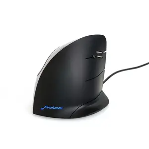 Эргономичная вертикальная правая мышь BakkerElkhuizen Evoluent Mouse C — лазерная, 2000 DPI, 5 кнопок, USB Type-A, проводная, чёрно‑серебристая