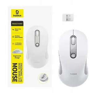 Bezvadu pele Baseus F02 2.4 GHz USB, balta