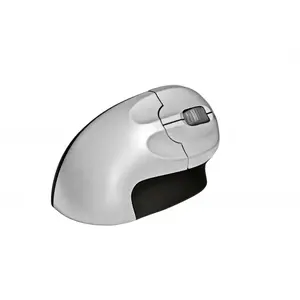 Эргономичная правая беспроводная мышь BakkerElkhuizen Grip Mouse Wireless — оптическая 1600 DPI, RF, 3 кнопки, колёсико, серебристо‑чёрная