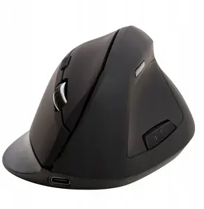 Ergonomiska vertikālā bezvadu pele Q-Connect KF15115, 6 pogas, uzlādējama, labrocīgām, melna