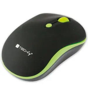 Беспроводная мышь TECHLY IM 1600-WT-BGW — 2.4 ГГц, оптическая 1600 DPI, амбидекстр, RF, чёрно‑зелёная