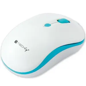 Bezvadu pele TECHLY IM 1600-WT-WBW — 2.4 GHz RF, optiskā 1600 DPI, ambidekstra, balta/zila