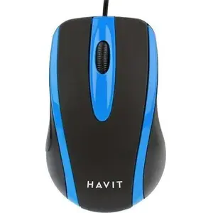 Wired optical mouse HAVIT HVT202 MS753 (black-blue) — compact ambidextrous design