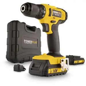 Cordless drill-driver Extralink EX.21397 set with 2 batteries and bits, yellow