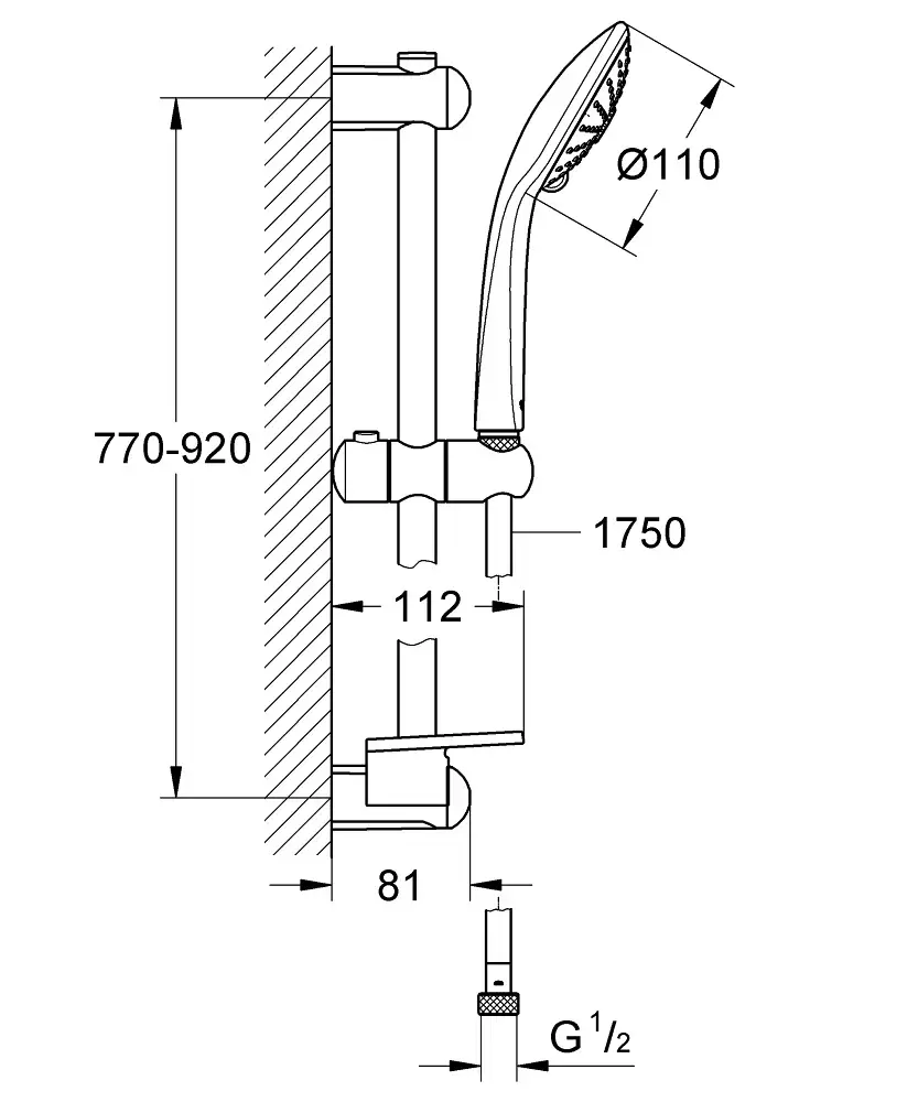 Душевая система GROHE Euphoria 110 Massage Graphite Photo 2