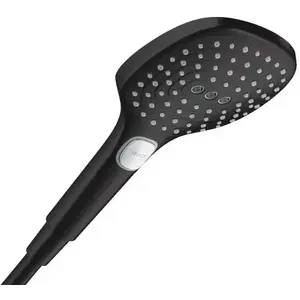 Shower head hansgrohe Raindance Select E 120, 3-jet, PowderRain, EcoSmart, matte black