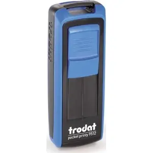 Печать Trodat 9512 Pocket Printy синяя с черной штемпельной подушкой, оттиск 47×18 мм