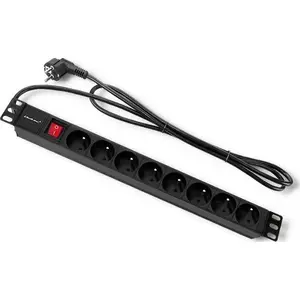 Baro sadales PDU 1U QOLTEC 16A 8×franču kontaktligzdas 2 m RACK skapim