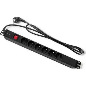 Barošanas sadalītājs QOLTEC PDU 1U 16A RACK skapim 6x franču kontaktligzdas 2 m kabelis