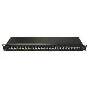 Patch panel 24‑port Cat5E STP with 110 punch block, LYNX CS LX24S-C5E-BK