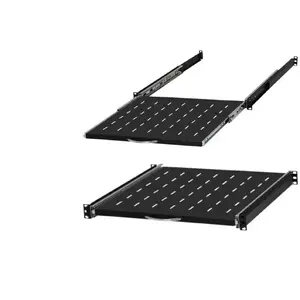 Sliding Rack Shelf Stalflex 19" 1U 450mm with Handle, black