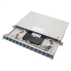Fiber optic patch panel, Molex PN TELEGRTNER 19 FO-PP PRO-V 1U 12 LC-D adapters, 24x OS2 9/125