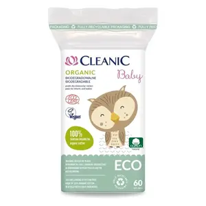 Kokvilnas plāksnītes zīdaiņiem Cleanic Baby Eco, 60 gab., vienreizlietojamas kokvilnas salvetes aprūpei