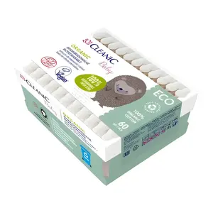 Kokvilnas plāksnītes bērniem Cleanic Baby Eco — 60 gab., papīra iepakojums