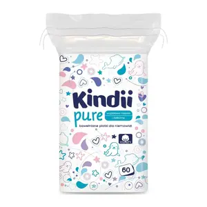 Bērnu kokvilnas spilventiņi Kindii Pure taisnstūra 60 gab. — mīksti tīrīšanas spilventiņi