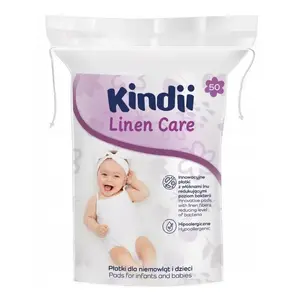 Bērnu kokvilnas spilventiņi Kindii Linen Care — 50 gab., maigi tīroši spilventiņi zīdaiņiem